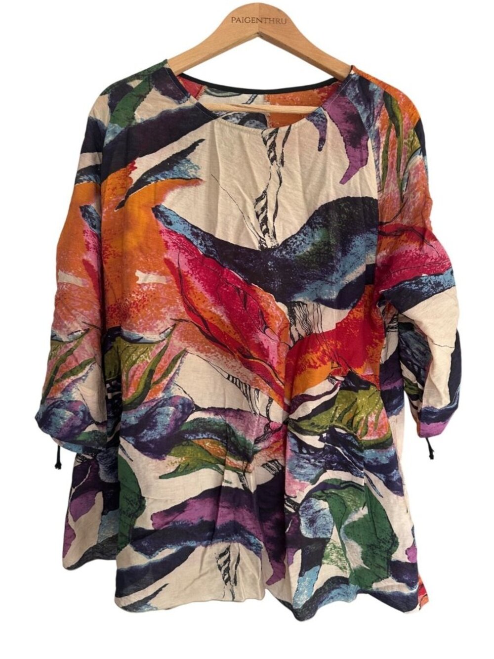 3 potato L/XL Art-to-Wear Viscose Tunic Blouse Shirt Top Abstract Colorful